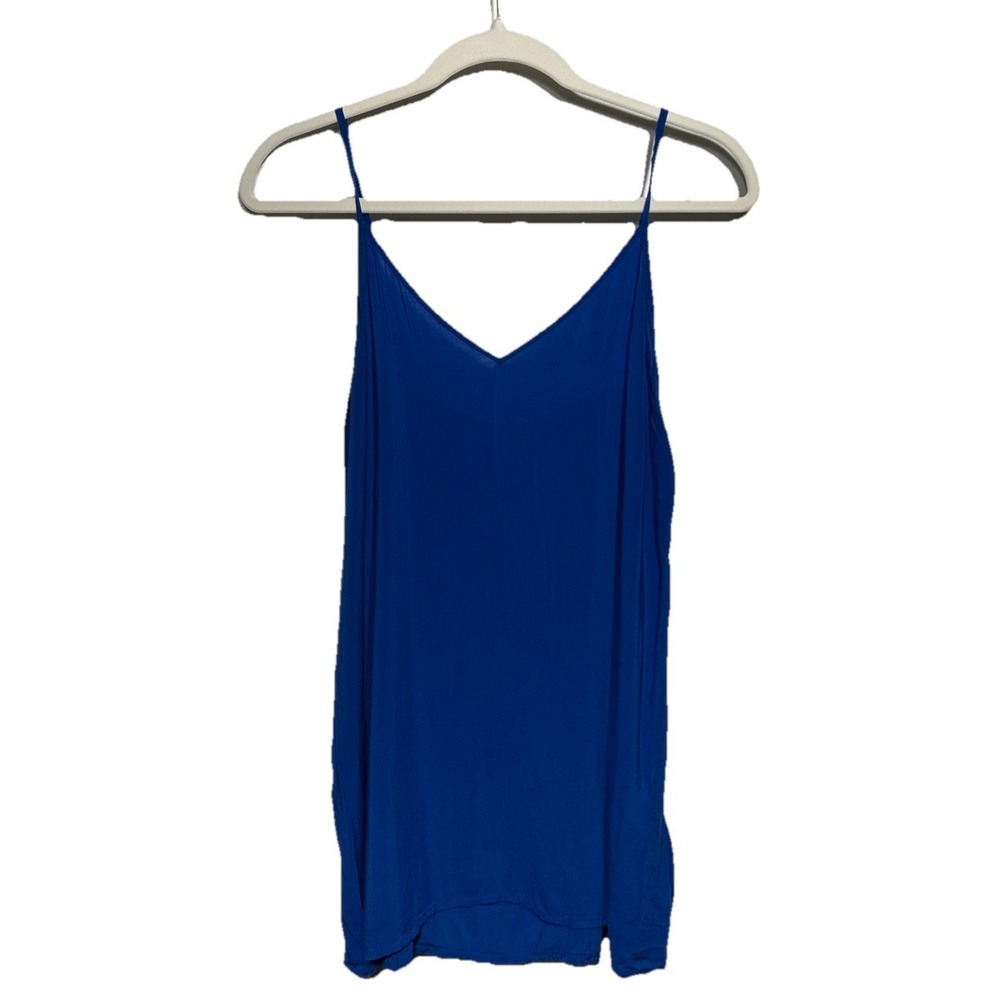Free People Sheer V-Neck Camisole Tank Top Royal Blue Women's Size Small